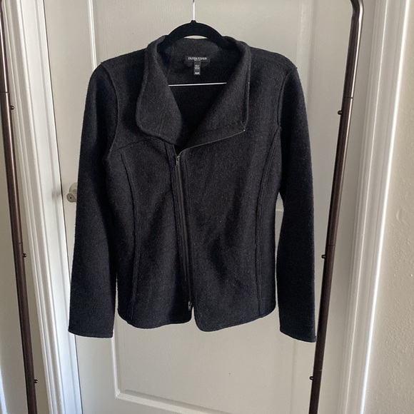 Eileen Fisher Wool Size Zip Moto Jacket - Picture 3 of 6